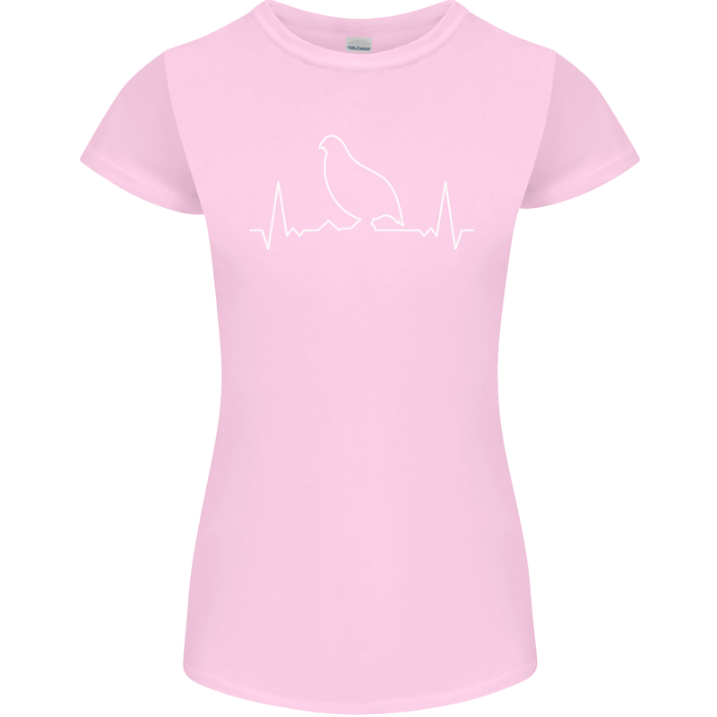 Quail Bird ECG Womens Petite Cut T-Shirt Light Pink
