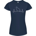 Quail Bird ECG Womens Petite Cut T-Shirt Navy Blue