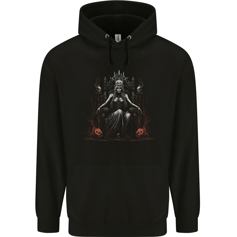 Queen Witch Fantasy Halloween Skulls Demon Mens 80% Cotton Hoodie Black