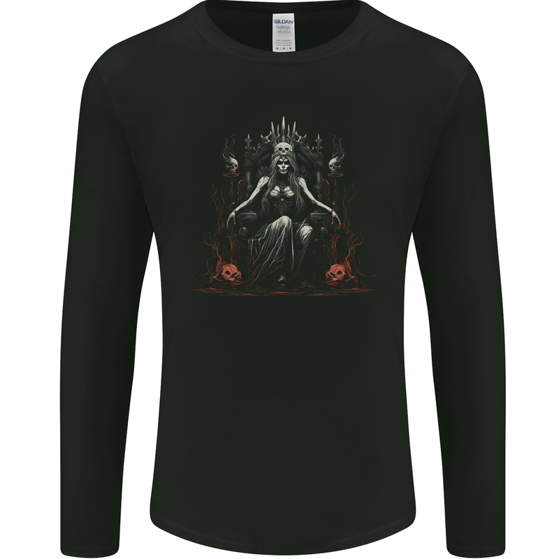 Queen Witch Fantasy Halloween Skulls Demon Mens Long Sleeve T-Shirt Black