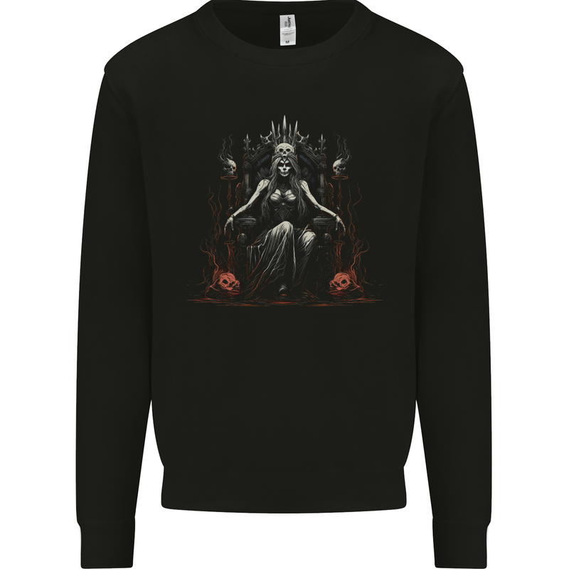 Queen Witch Fantasy Halloween Skulls Demon Mens Sweatshirt Jumper Black