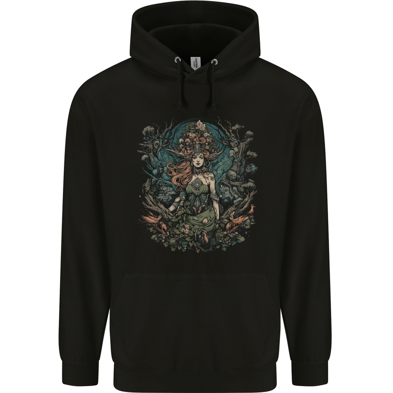 Queen of Nature Fantasy Pagan Childrens Kids Hoodie Black