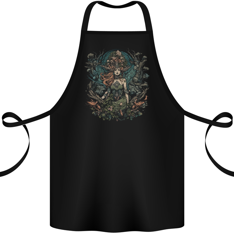 Queen of Nature Fantasy Pagan Cotton Apron 100% Organic Black