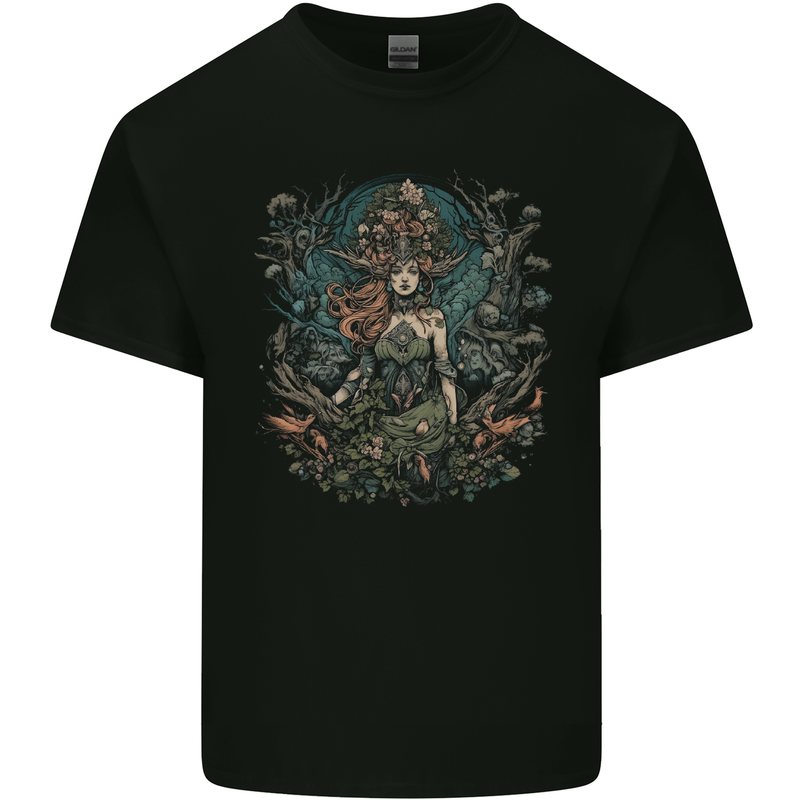 Queen of Nature Fantasy Pagan Kids T-Shirt Childrens Black