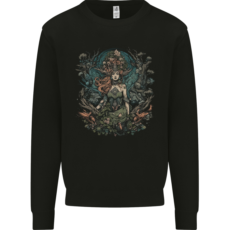 Queen of Nature Fantasy Pagan Mens Sweatshirt Jumper Black