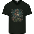 Queen of Nature Fantasy Pagan Mens V-Neck Cotton T-Shirt Black