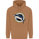 Quints Shark Fishing Amnity Island Great White Mens 80% Cotton Hoodie Caramel Latte