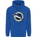 Quints Shark Fishing Amnity Island Great White Mens 80% Cotton Hoodie Royal Blue