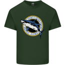 Quints Shark Fishing Amnity Island Great White Mens Cotton T-Shirt Tee Top Forest Green