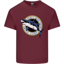 Quints Shark Fishing Amnity Island Great White Mens Cotton T-Shirt Tee Top Maroon