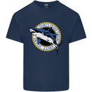 Quints Shark Fishing Amnity Island Great White Mens Cotton T-Shirt Tee Top Navy Blue