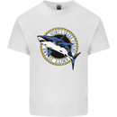 Quints Shark Fishing Amnity Island Great White Mens Cotton T-Shirt Tee Top White