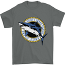 Quints Shark Fishing Amnity Island Great White Mens T-Shirt 100% Cotton Charcoal