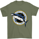 Quints Shark Fishing Amnity Island Great White Mens T-Shirt 100% Cotton Military Green
