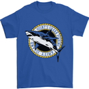 Quints Shark Fishing Amnity Island Great White Mens T-Shirt 100% Cotton Royal Blue