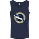 Quints Shark Fishing Amnity Island Great White Mens Vest Tank Top Navy Blue
