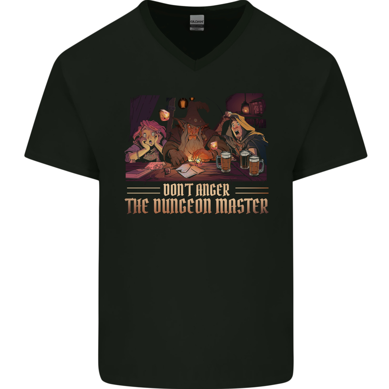 RPG Anger the Dungeon Master Role Play Games Mens V-Neck Cotton T-Shirt Black