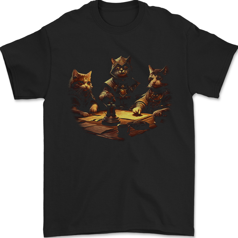 RPG Cats Role Play Games Mens T-Shirt 100% Cotton Black