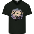 RPG Dice Role Play Games Mens V-Neck Cotton T-Shirt Black