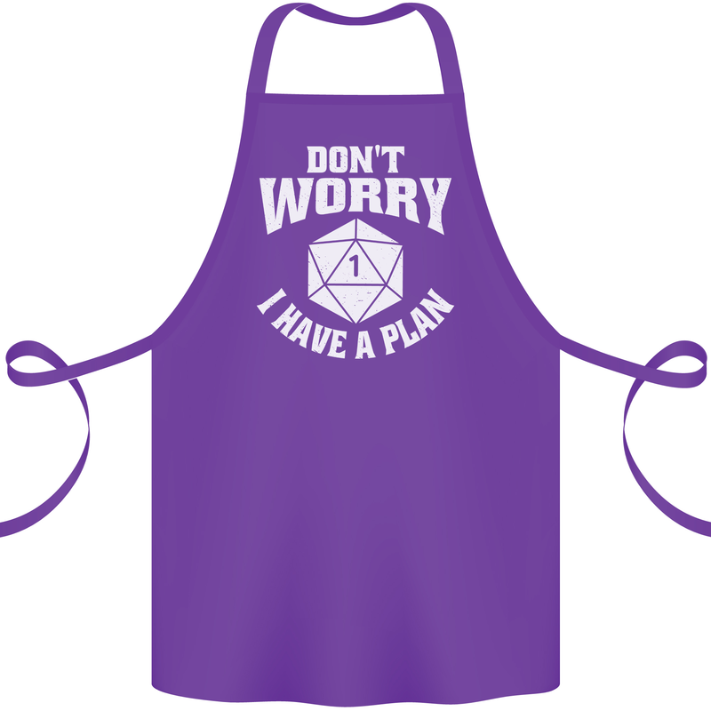 RPG Dont Worry I Have a Plan Role Play Games Cotton Apron 100% Organic Purple