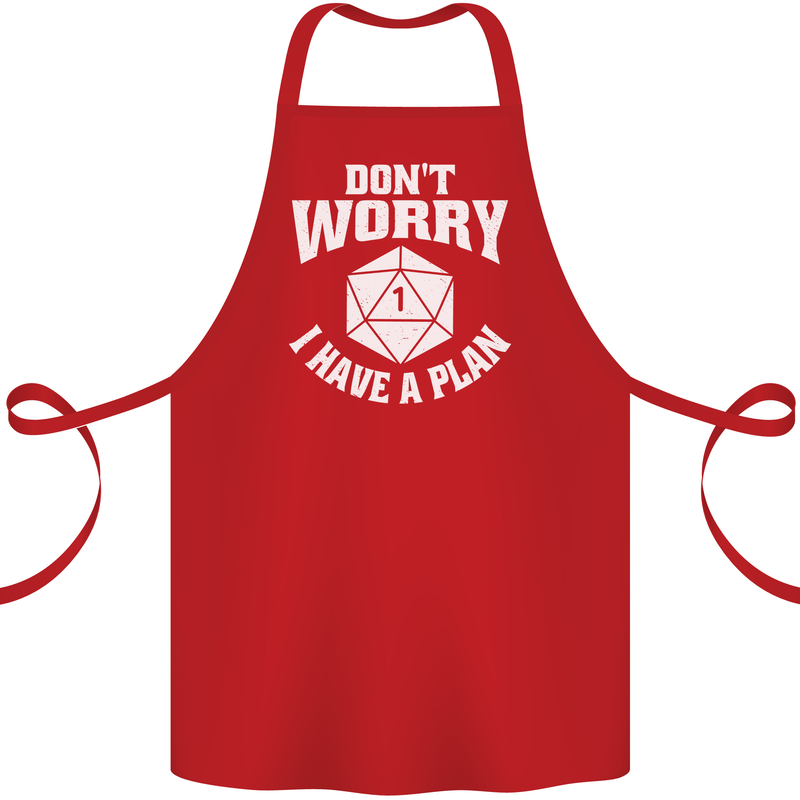 RPG Dont Worry I Have a Plan Role Play Games Cotton Apron 100% Organic Red