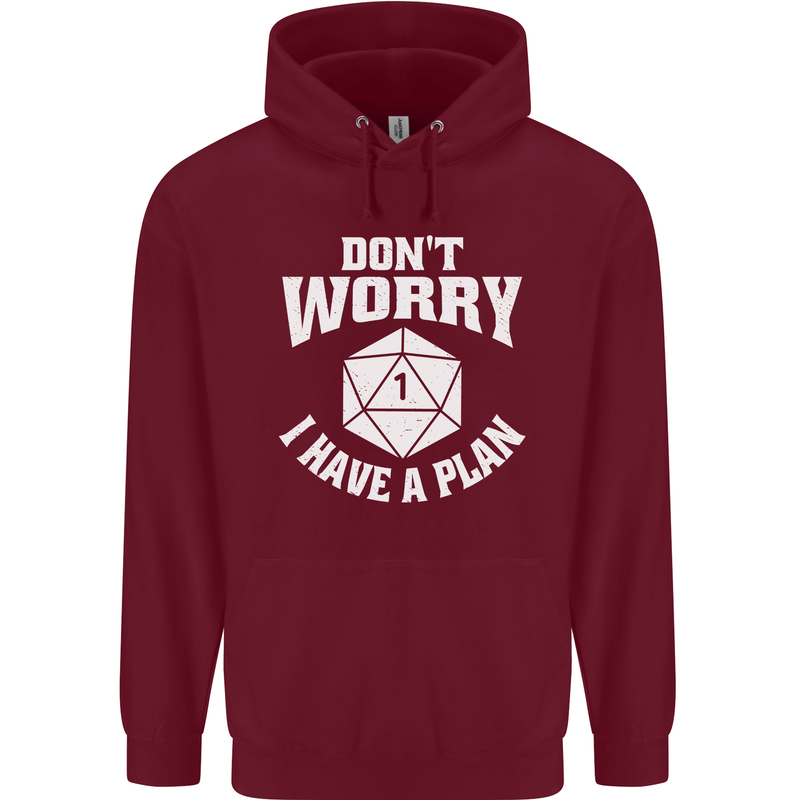 RPG Dont Worry I Have a Plan Role Play Games Mens 80% Cotton Hoodie Maroon
