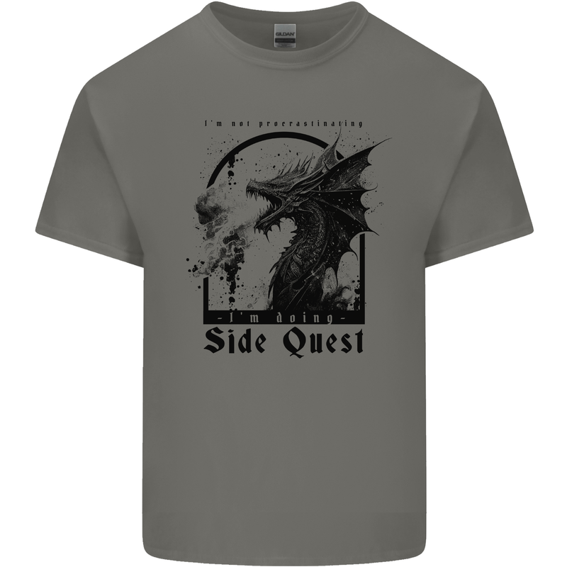 RPG I'm on a Side Quest Dragon Mens Cotton T-Shirt Tee Top Charcoal