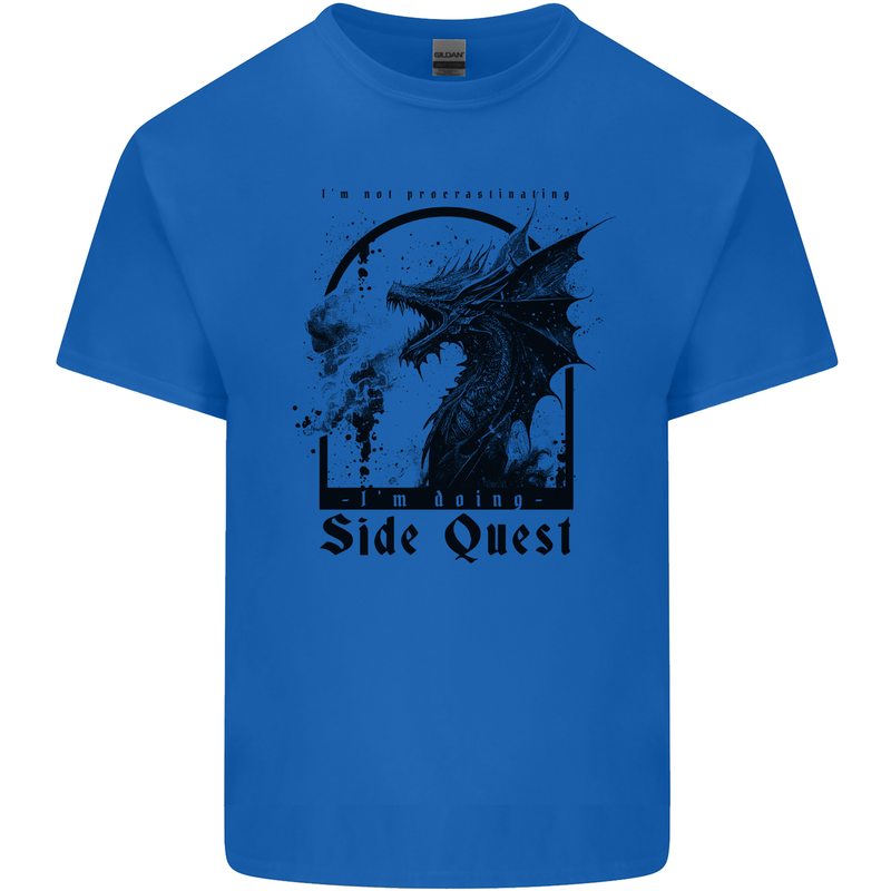 RPG I'm on a Side Quest Dragon Mens Cotton T-Shirt Tee Top Royal Blue