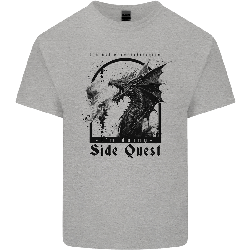 RPG I'm on a Side Quest Dragon Mens Cotton T-Shirt Tee Top Sports Grey