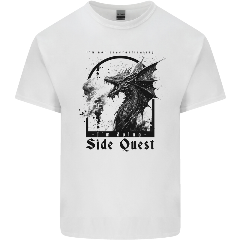 RPG I'm on a Side Quest Dragon Mens Cotton T-Shirt Tee Top White