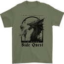 RPG I'm on a Side Quest Dragon Mens T-Shirt 100% Cotton Military Green