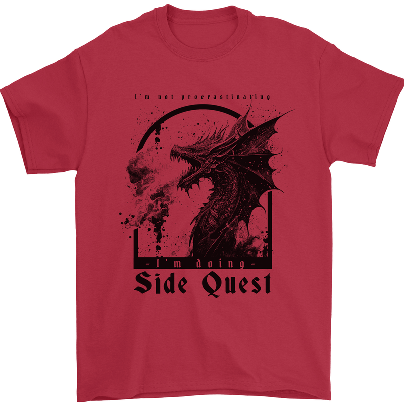 RPG I'm on a Side Quest Dragon Mens T-Shirt 100% Cotton Red