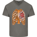 RPG Ribs Role Play Games Dice Mens V-Neck Cotton T-Shirt Charcoal