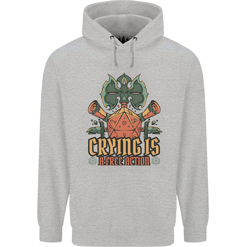 RPG Role Playing Games Crying Free Action Childrens Kids Hoodie Sports Grey