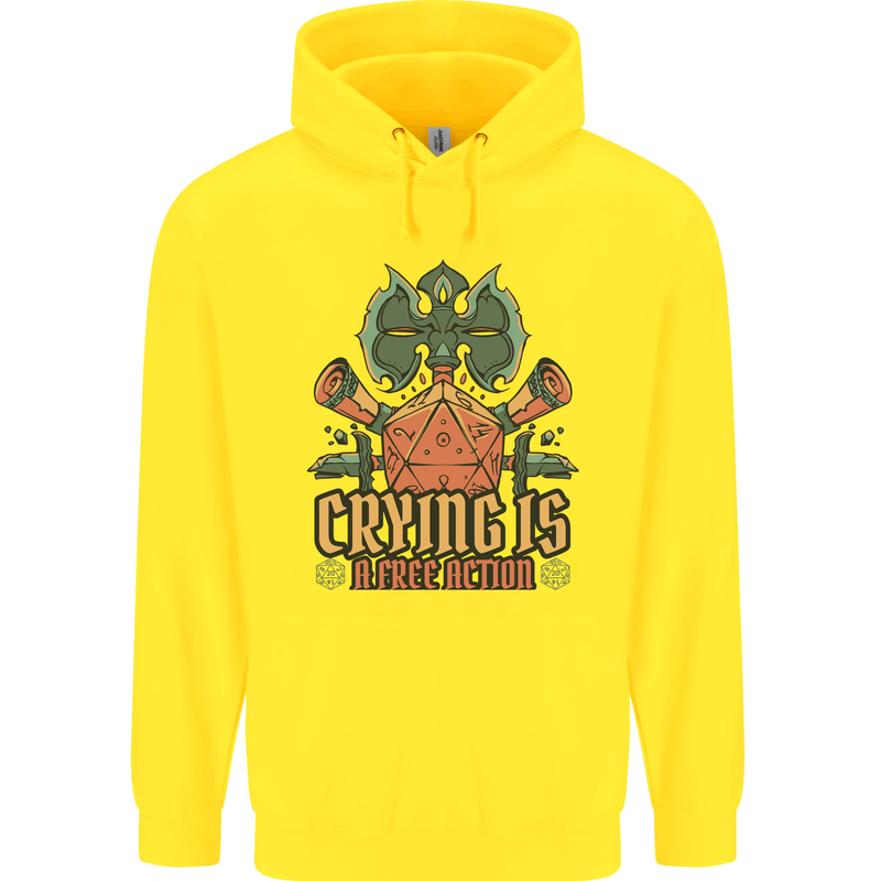 RPG Role Playing Games Crying Free Action Childrens Kids Hoodie Yellow