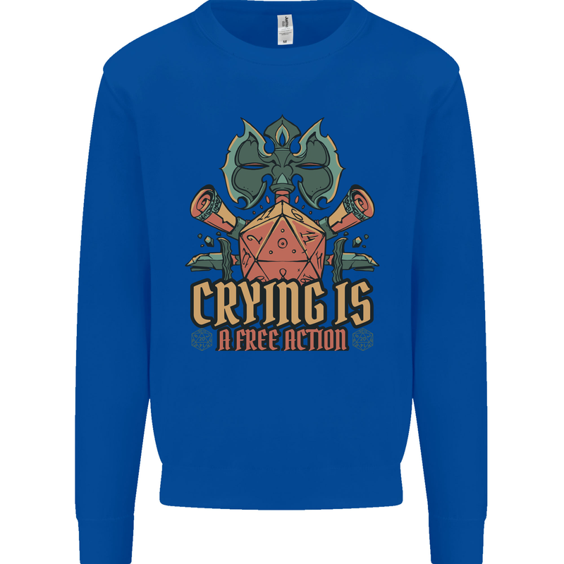 RPG Role Playing Games Crying Free Action Kids Sweatshirt Jumper Royal Blue