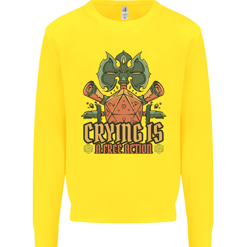 RPG Role Playing Games Crying Free Action Kids Sweatshirt Jumper Yellow