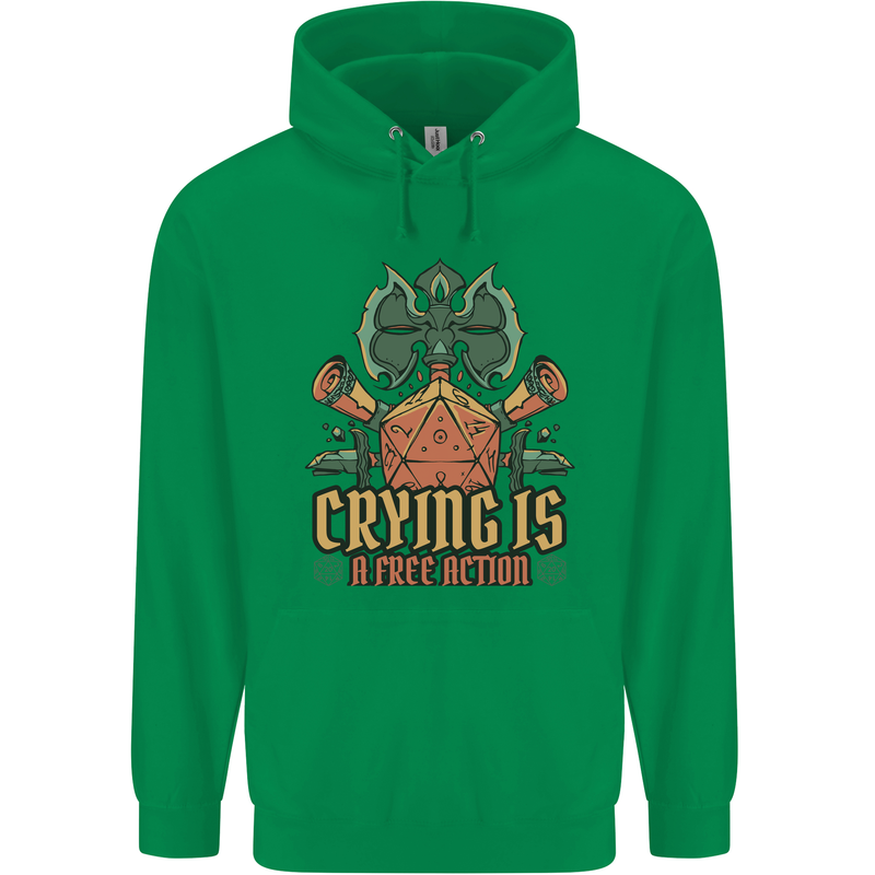 RPG Role Playing Games Crying Free Action Mens 80% Cotton Hoodie Irish Green