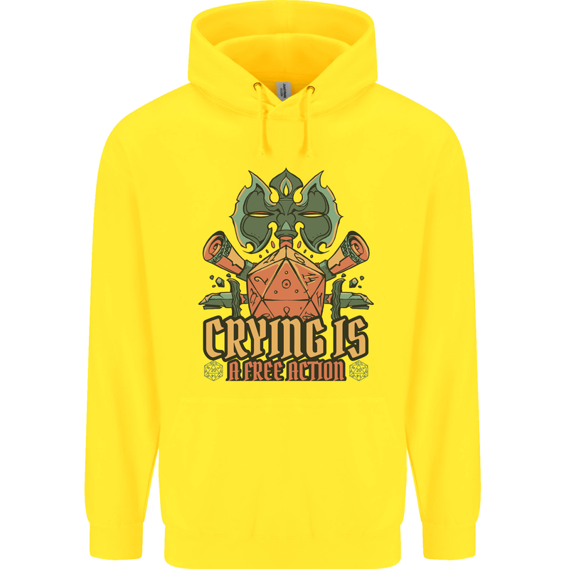 RPG Role Playing Games Crying Free Action Mens 80% Cotton Hoodie Yellow