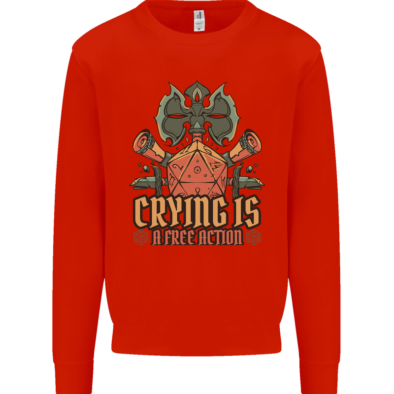 RPG Role Playing Games Crying Free Action Mens Sweatshirt Jumper Bright Red