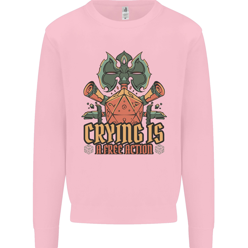 RPG Role Playing Games Crying Free Action Mens Sweatshirt Jumper Light Pink