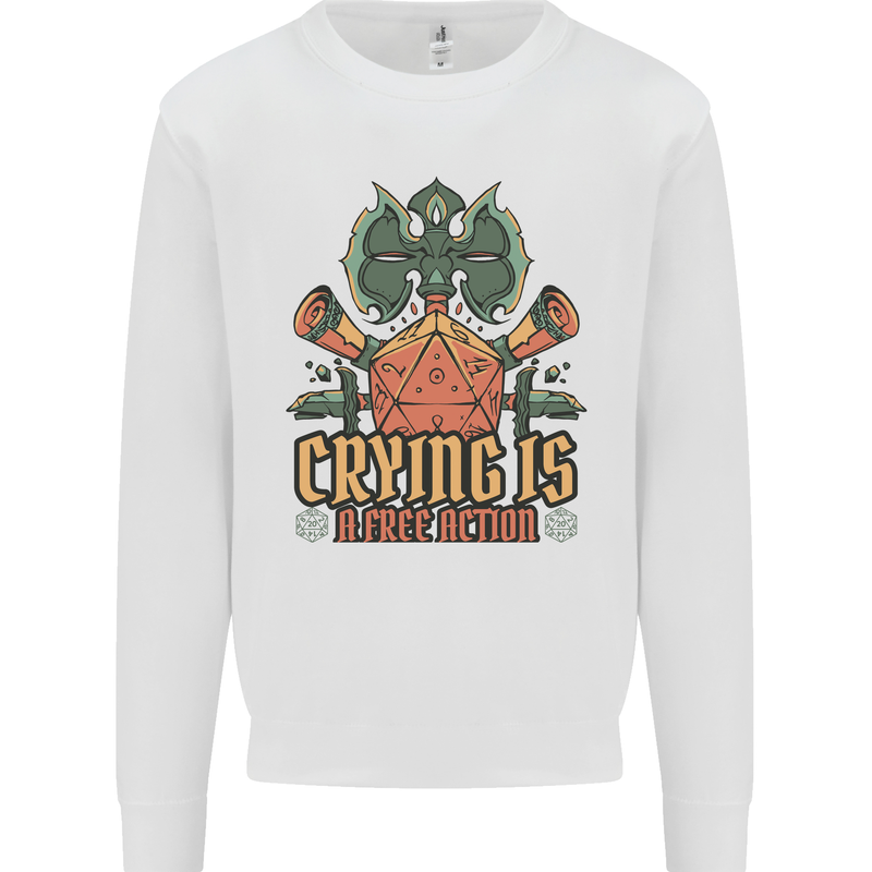 RPG Role Playing Games Crying Free Action Mens Sweatshirt Jumper White