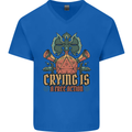 RPG Role Playing Games Crying Free Action Mens V-Neck Cotton T-Shirt Royal Blue