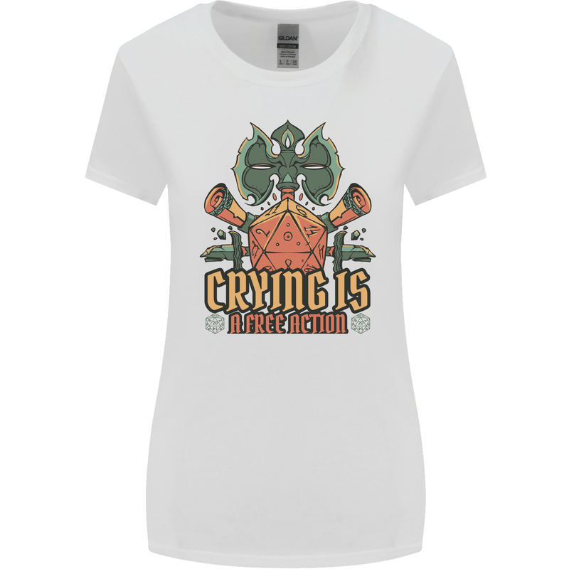 RPG Role Playing Games Crying Free Action Womens Wider Cut T-Shirt White