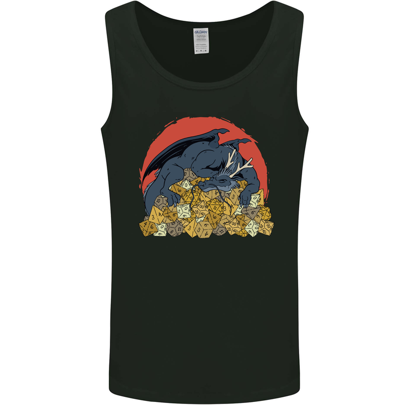 RPG Sleeping Dragon Roleplay Games Dice Mens Vest Tank Top Black