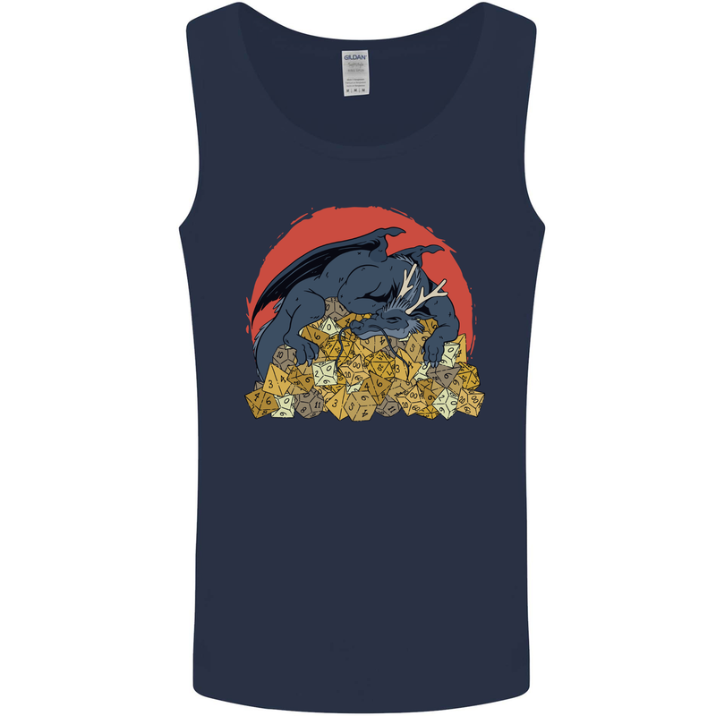 RPG Sleeping Dragon Roleplay Games Dice Mens Vest Tank Top Navy Blue