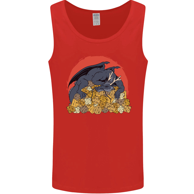 RPG Sleeping Dragon Roleplay Games Dice Mens Vest Tank Top Red