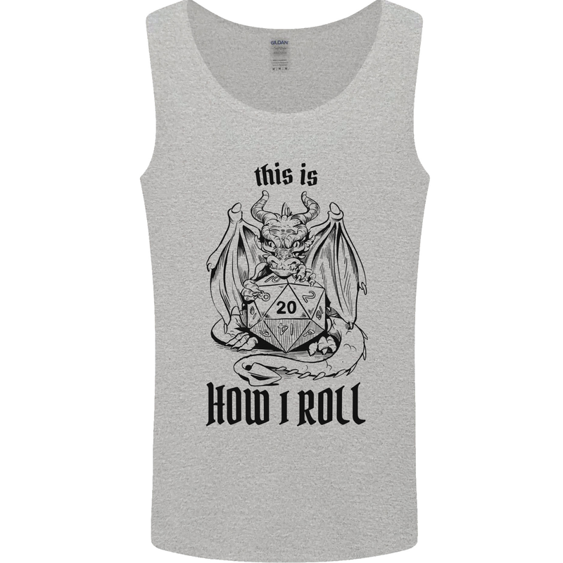 RPG This is How I Roll Role Play Dragon Dice Mens Vest Tank Top Sports Grey
