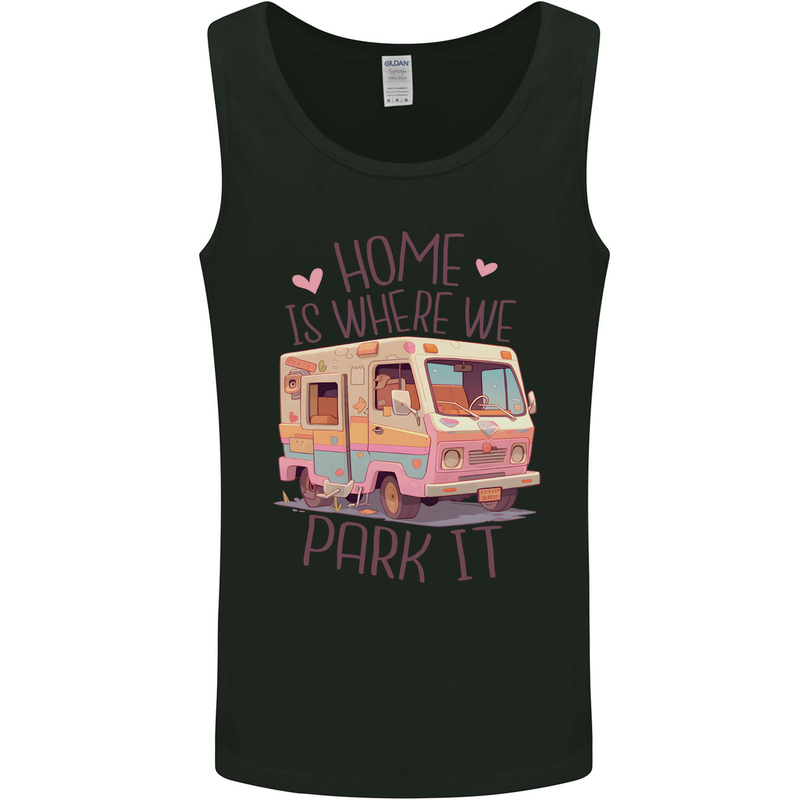 RV Home is Where You Park It Funny Campervan Mens Vest Tank Top Black