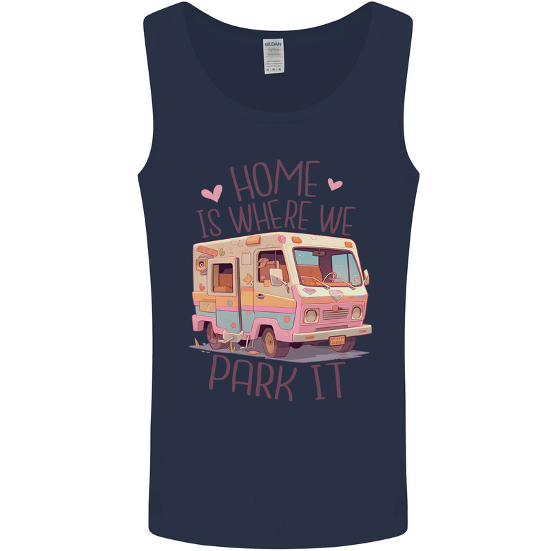 RV Home is Where You Park It Funny Campervan Mens Vest Tank Top Navy Blue